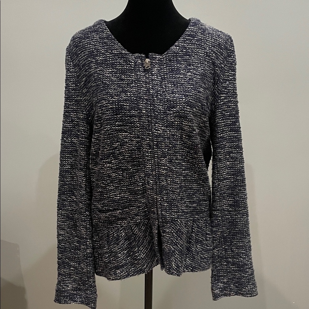 Women's Navy Blue Sweater j. Crew large cardigan zip front